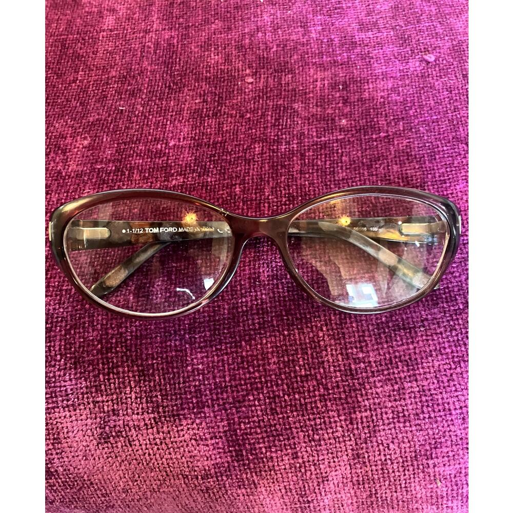 TOM FORD 90's Glasses Eyeglass Frames Floral Plum Purple AS-IS w Discoloration - Picture 3 of 7